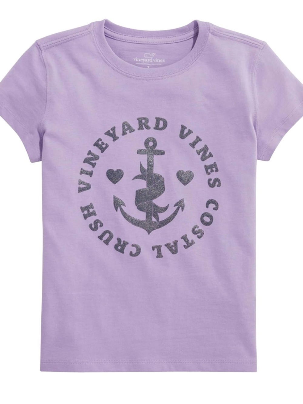 Vineyard Vines Girls' Freesia Anchor Glitter Graphic Tee. NEW